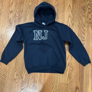 Gildan Hoodie Dark Blue Navy Hooded Sweater with NJ Logo
